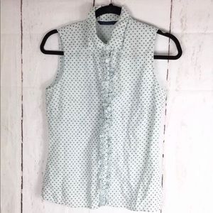 Boden Button Down Sleeveless Polka Dot Shirt